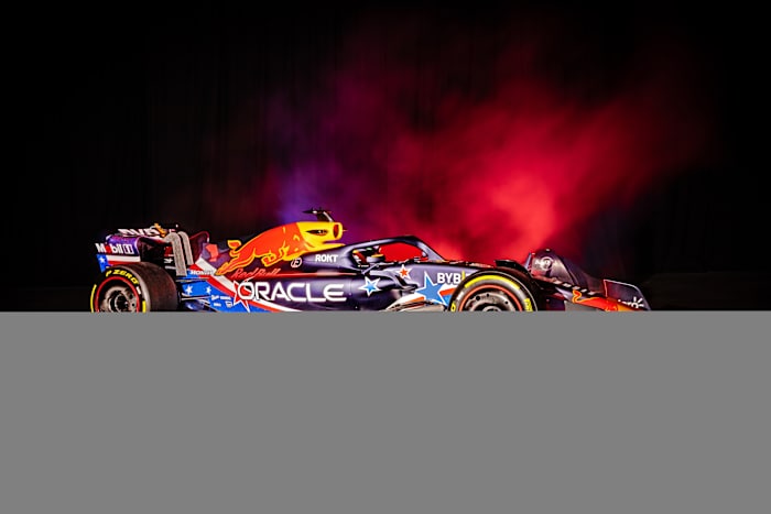 Here's the awesome paint scheme the RedBull team drivers piloted at this year's F1 race at Circuit of the Americas. Photo courtesy RedBull Racing.